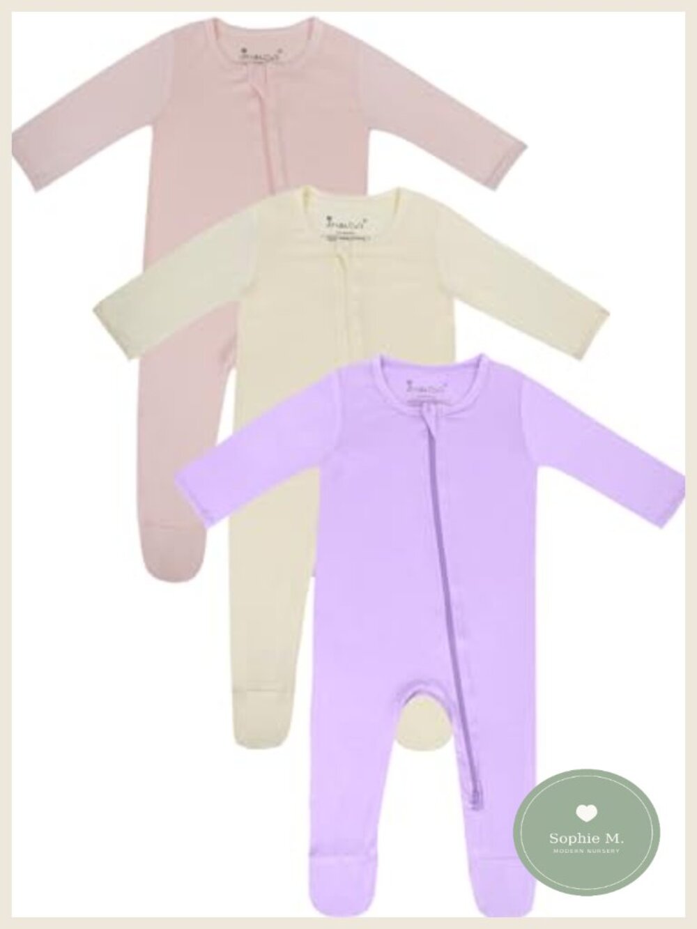Baby Footed Pajamas 3-Pack Zipper Bamboo Rayon Sleep & Play Romper